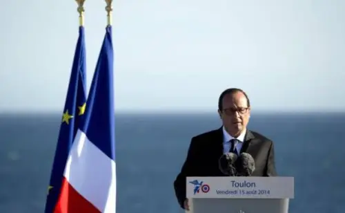 15 août 2014 Discours du Président François Hollande sur le Porte-Avions Charles de Gaulle